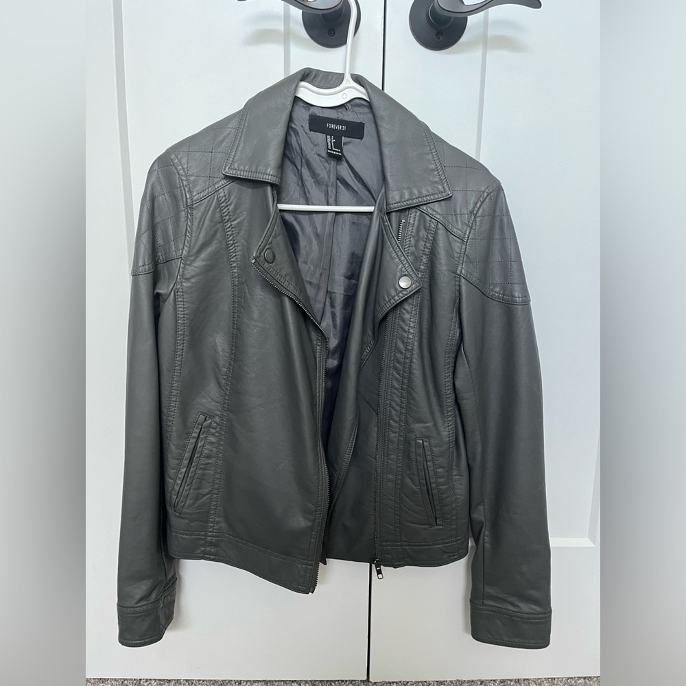 Forever 21 Grey Leather Jacket